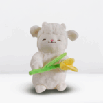 A: Peluche corderito con tulipan amarillo